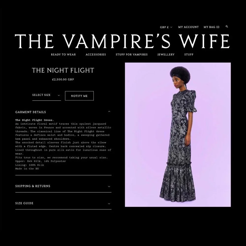$3245 NWT The Vampire’s Wife ‘The Night Flight’ Gown in Ink Black and Silver - Picture 2 of 13